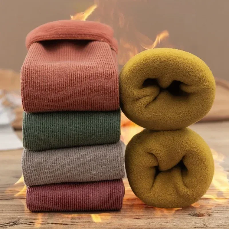 1-4Pairs  Warm Fleece Lined Mi - Boot Sock Slouchy 评论和价格