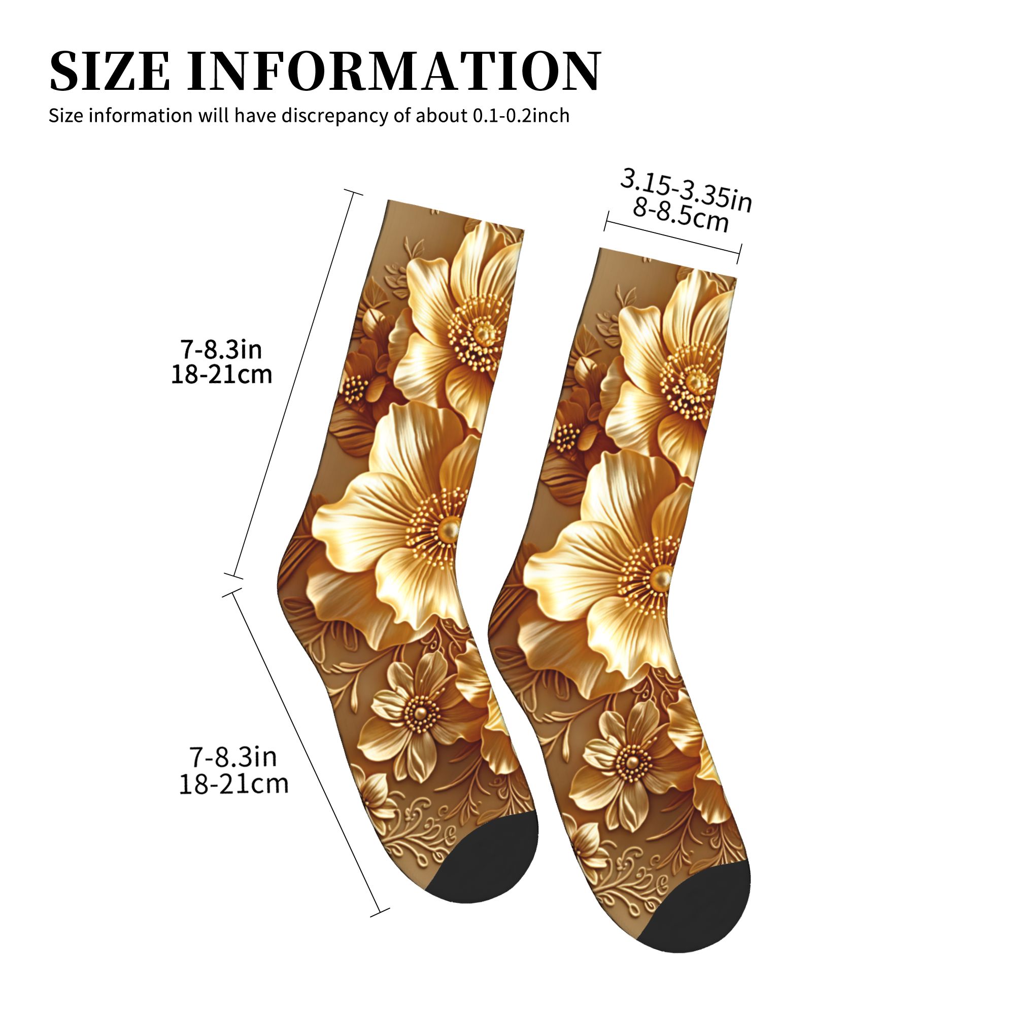 3D Embossed Golden Floral Seam - Dress Sock Men 评论和价格