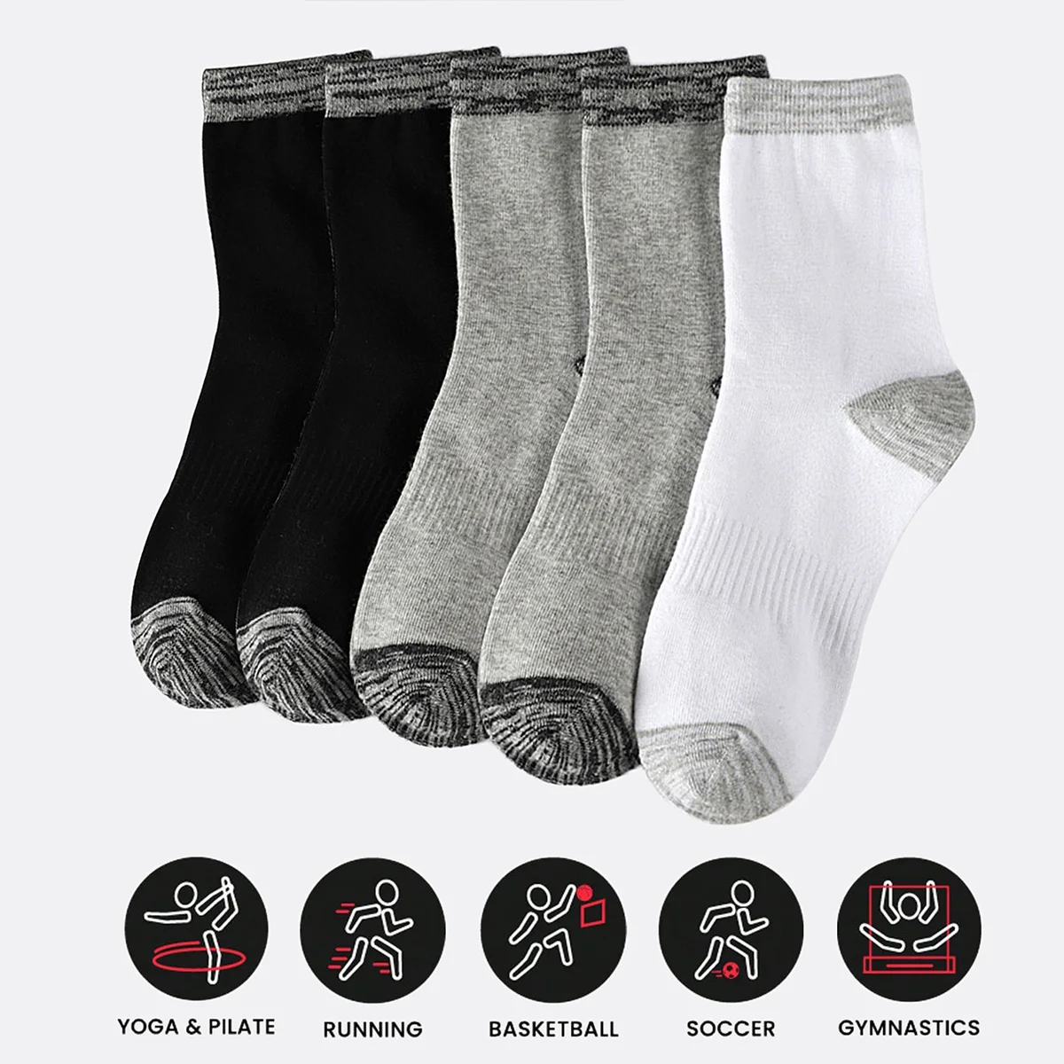 1/5 Pairs Men's Athletic Socks - Athletic Sock Cushion 评论和价格