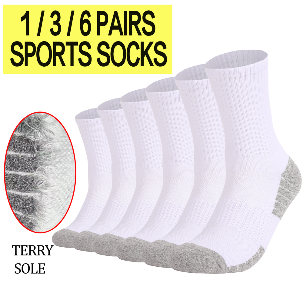 1/3/6 Pairs Thick Men Women Hi - Athletic Sock Cushion 评论和价格
