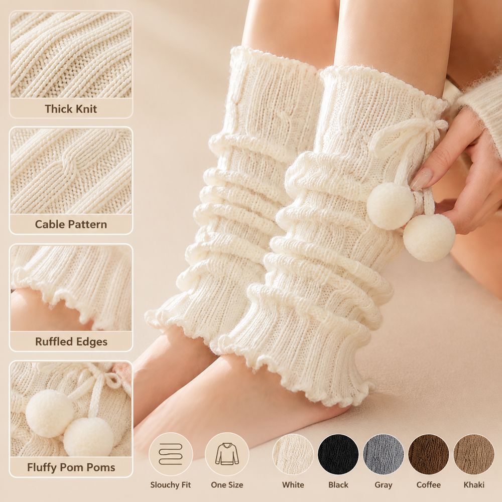 Knitted Knit Leg Warmers Ruffl - Boot Sock Slouchy 评论和价格
